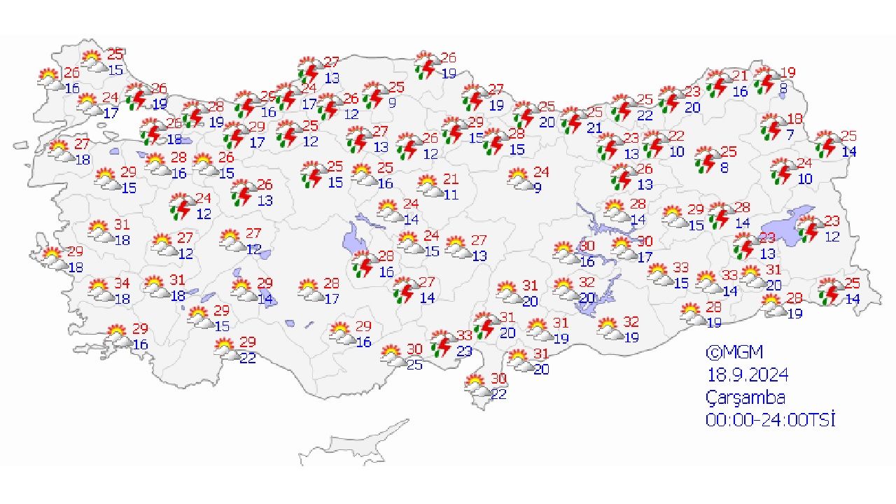 18 Eylül 2024 Türkiye geneli hava durumu! İşte il il beklenen sıcaklıklar... 1