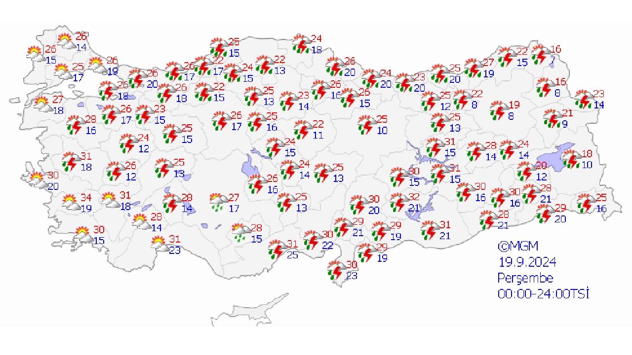 19 Eylül 2024 Perşembe Türkiye geneli hava durumu raporu yayınlandı! İşte il il beklenen sıcaklıklar... 1