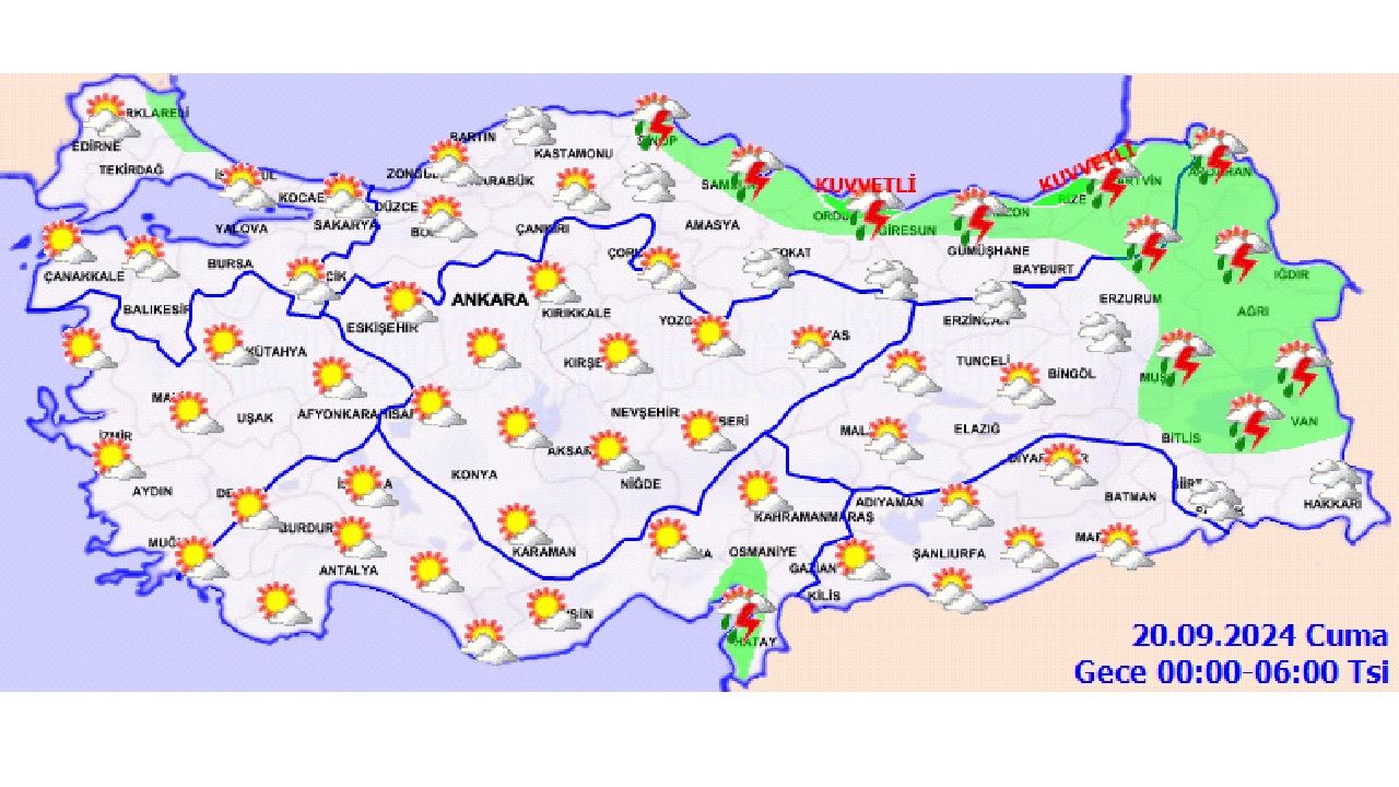 20 Eylül 2024 Türkiye geneli hava durumu! İşte kuvvetli yağış uyarısı yapılan o iller... 2