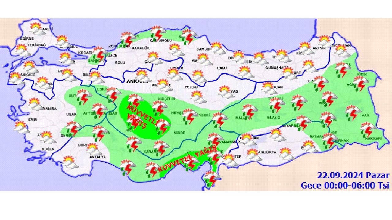 22 Eylül 2024 Türkiye geneli hava durumu raproru geldi! İşte il il beklenen hava durumu... 2