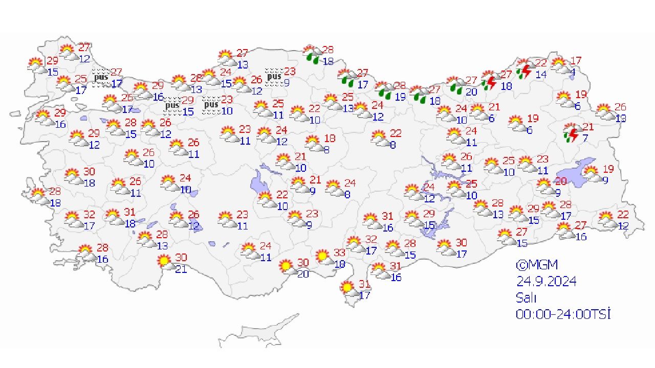 24 Eylül 2024 Türkiye geneli hava durumu! İşte il il beklenen sıcaklıklar... 1