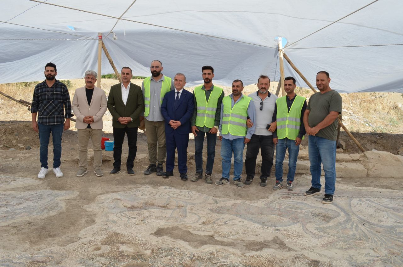 Elazığlı çiftçi tarlasına fidan dikeyim derken tek parça Bizans mozaiği buldu 4