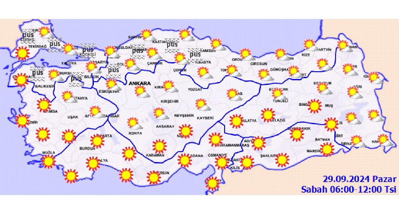 Meteoroloji'den 29 Eylül 2024 Pazar günü için tahminler yayınlandı! İşte il il hava durumu... 1