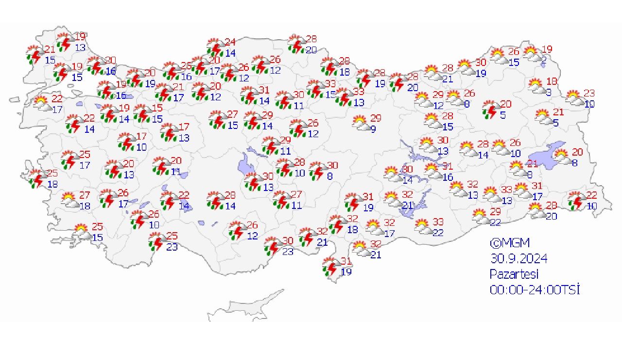 Meteoroloji'den 30 Eylül 2024 Pazartesi günü için hava tahmin raporu geldi! 1