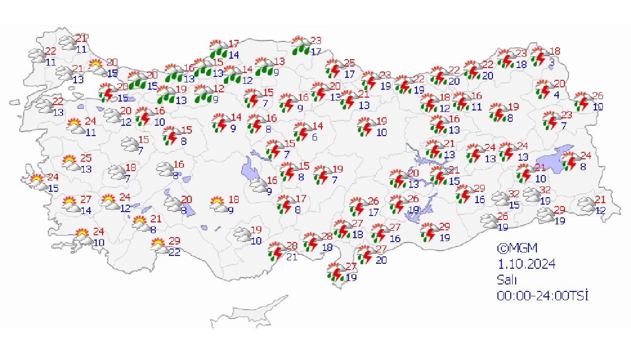 Meteoroloji 1 Ekim 2024 Salı hava durumu tahmin raporu yayınlandı! İşte il il hava durumu... 1