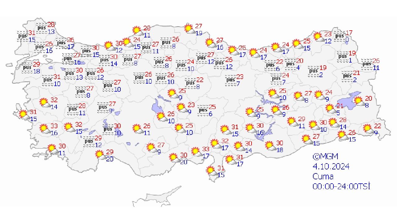 4 Ekim 2024 Cuma Türkiye geneli hava durumu raporu yayınlandı! İşte il il beklenen sıcaklıklar... 1