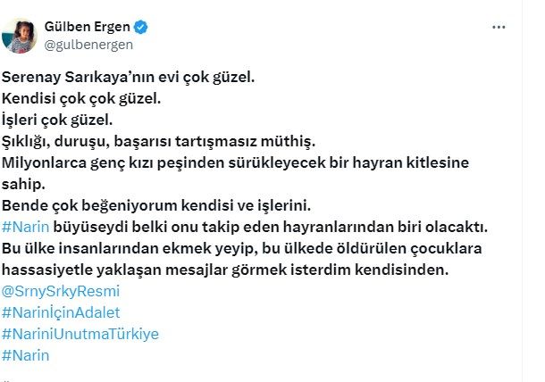Önce övdü sonra topa tuttu! Gülben Ergen'den Serenay Sarıkaya'ya Narin Güran eleştirisi 5