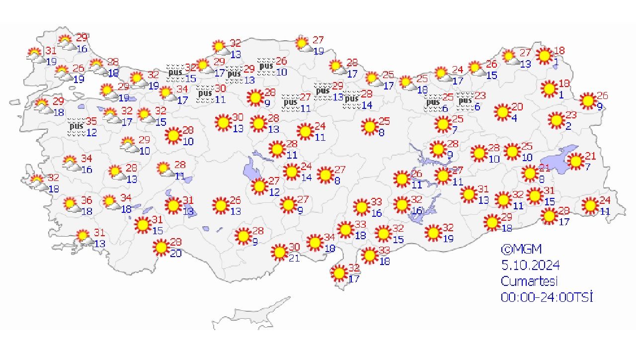 5 Ekim 2024 Cumartesi Türkiye geneli hava durumu raporu yayınlandı! İşte il il beklenen sıcaklıklar... 2
