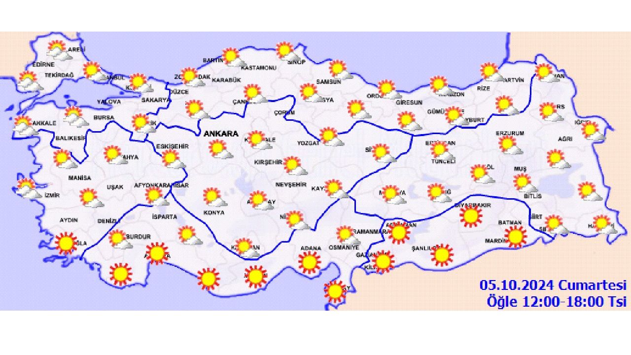 5 Ekim 2024 Cumartesi Türkiye geneli hava durumu raporu yayınlandı! İşte il il beklenen sıcaklıklar... 4