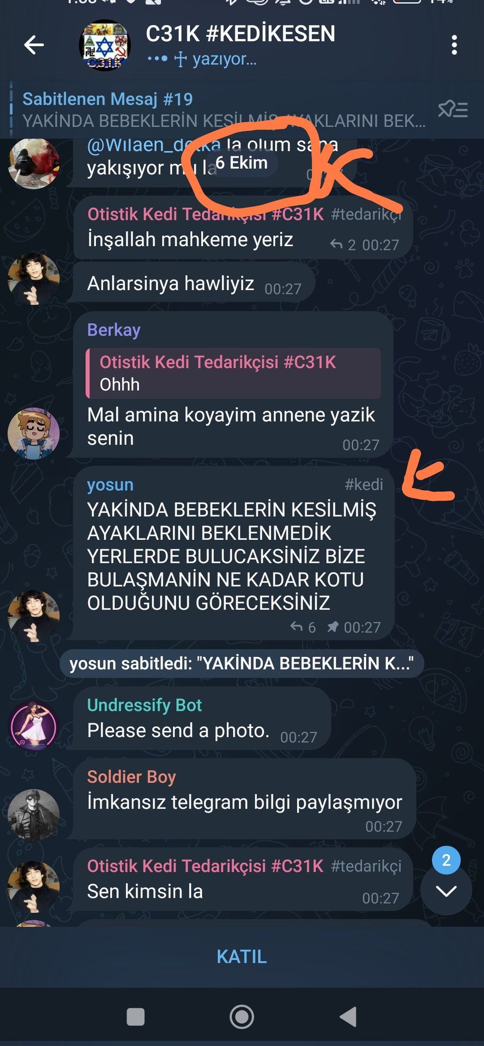 Telegram gruplarında vahşet! Semih Çelik'i destekleyip örgütleştiler: Bebeklerin bacaklarını kesip etrafa bırakacağız! 3