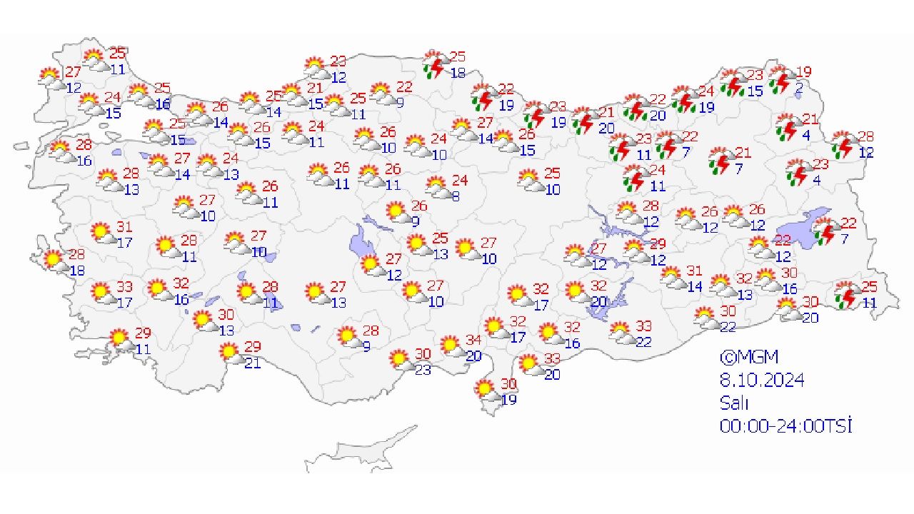 Meteoroloji 8 Ekim 2024 Türkiye geneli hava durumu raporu yayınladı! İşte il il beklenen sıcaklıklar... 1