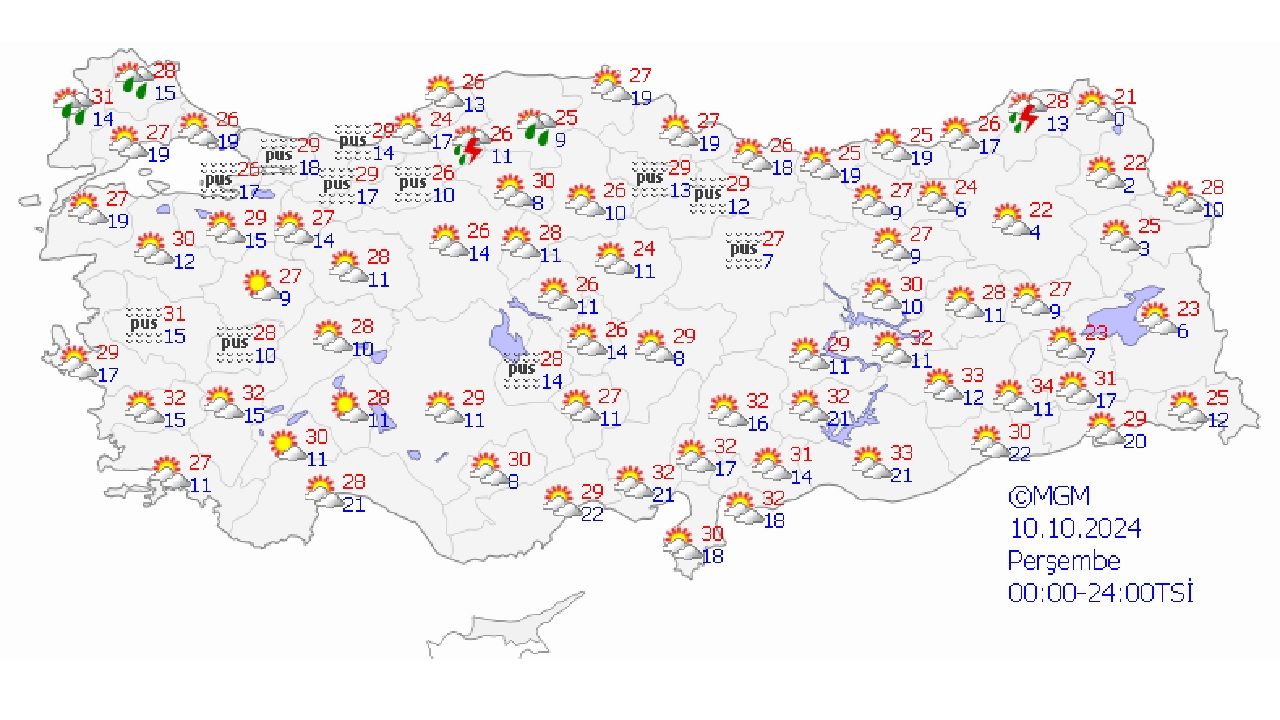 Meteoroloji 10 Ekim 2024 Türkiye geneli hava durumu raporu yayınladı! İşte il il beklenen sıcaklıklar... 1