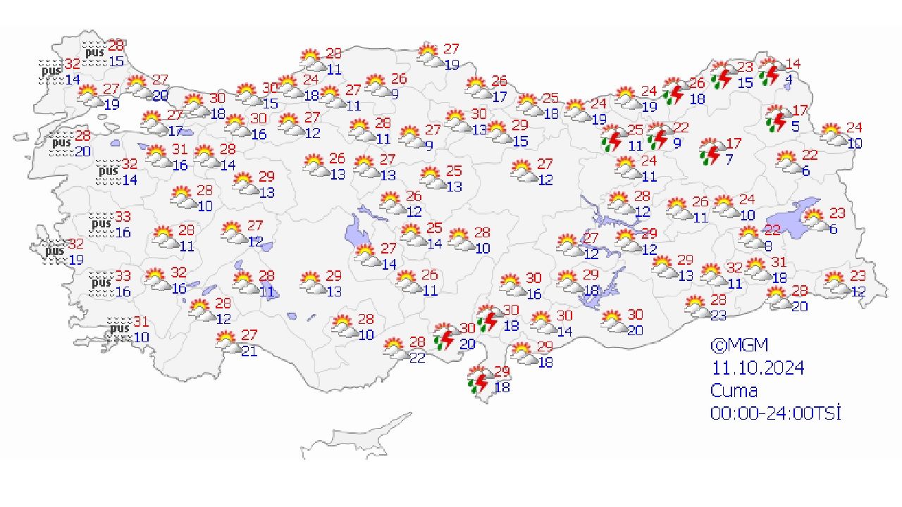 11 Ekim 2024 Cuma Meteoroloji hava durumu raporunu yayınladı! İşte il il hava durumu... 1