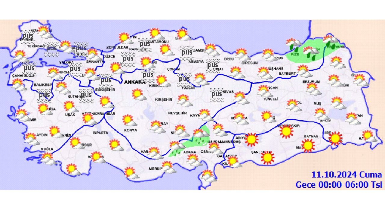 11 Ekim 2024 Cuma Meteoroloji hava durumu raporunu yayınladı! İşte il il hava durumu... 2