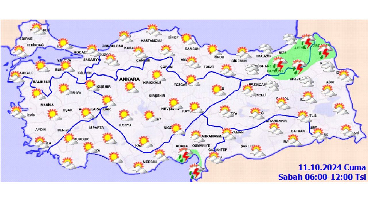 11 Ekim 2024 Cuma Meteoroloji hava durumu raporunu yayınladı! İşte il il hava durumu... 3