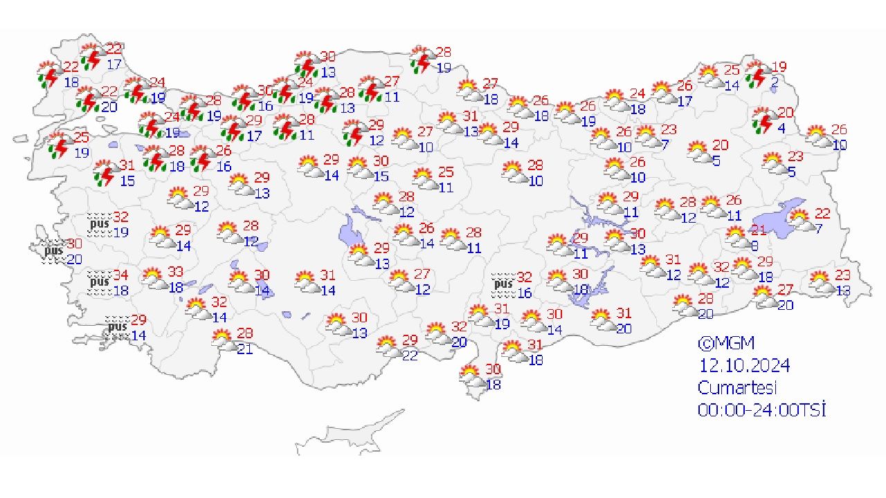 12 Ekim 2024 Türkiye geneli hava durumu raporu geldi! İşte yağış beklenen o iller... 1