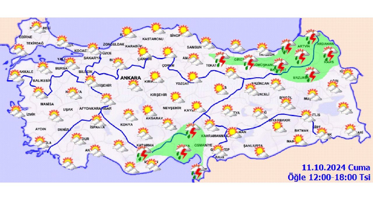 12 Ekim 2024 Türkiye geneli hava durumu raporu geldi! İşte yağış beklenen o iller... 4