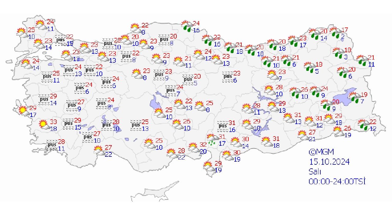 Meteoroloji 15 Ekim 2024 Türkiye geneli hava durumu raporu geldi! İşte il il beklenen sıcaklıklar... 1