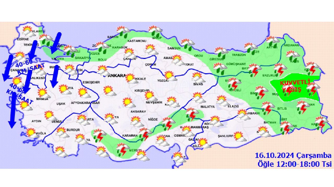 16 Ekim 2024 Meteoroloji Genel Müdürlüğü hava durumu tahmin raporunu yayınladı! İşte il il hava durumu... 4