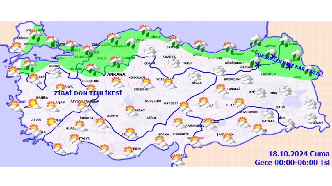 18 Ekim 2024 Meteoroji Türkiye geneli için açıkladı! O illerde kuvvetli yağış ve yükseklerde kara dikkat! 2