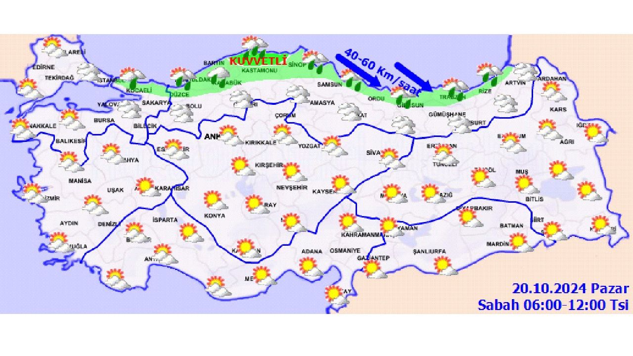 20 Ekim 2024 Pazar Türkiye geneli hava durumu raporu geldi! İşte il il uyarı yapılan o iller... 3