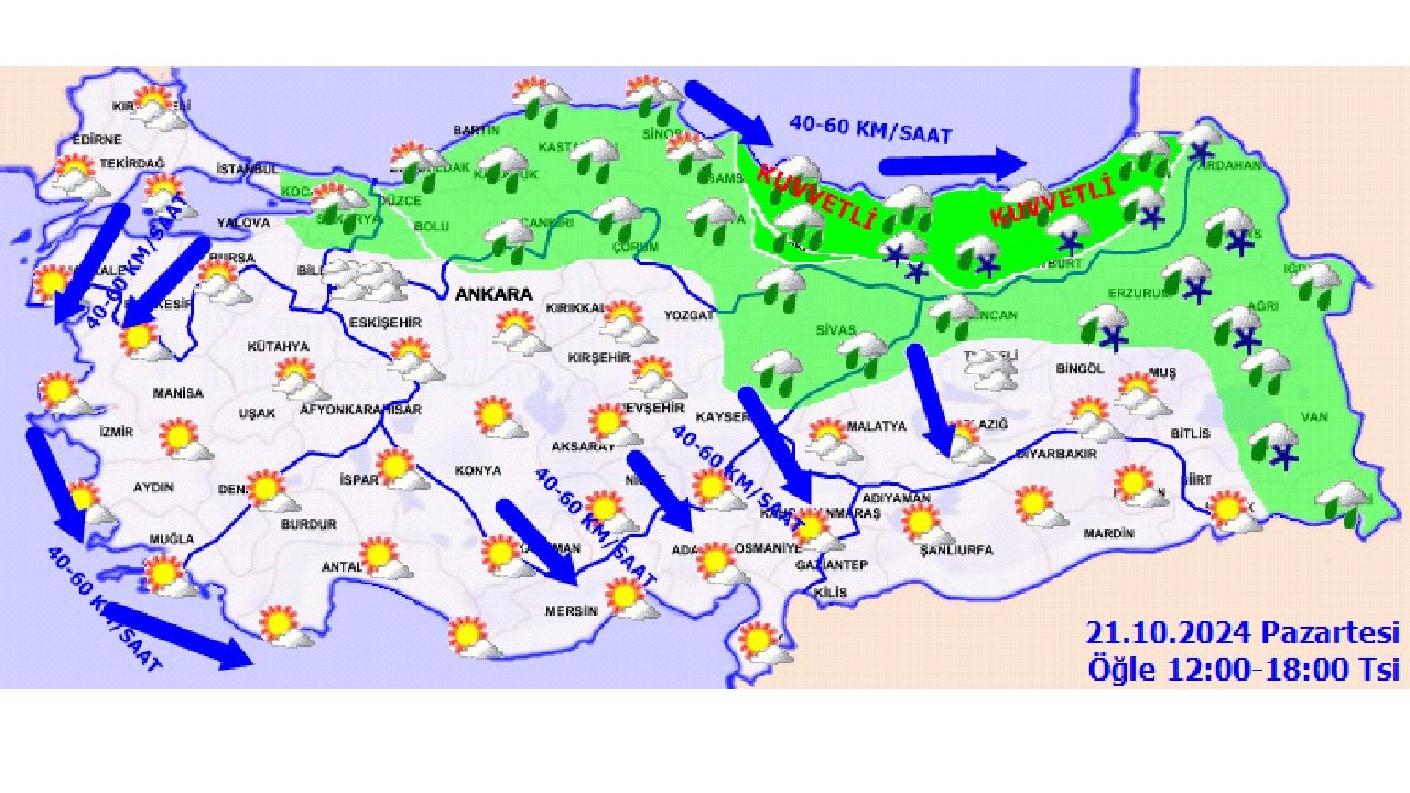 21 Ekim 2024 Türkiye geneli hava durumu raporu yayınlandı! 7 Kentte kar ve kuvvetli yağış uyarısı geldi... 4