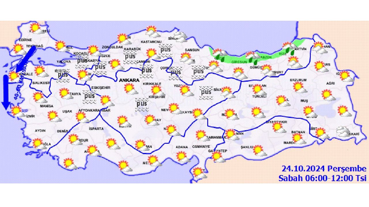 24 Ekim 2024 Türkiye geneli hava durumu! O illerde sis ve pusa dikkat! 2