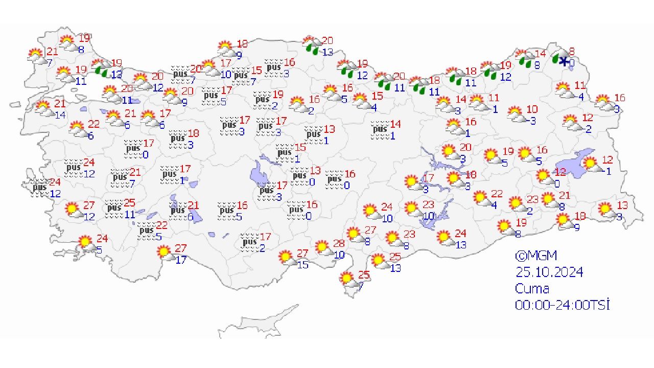 25 Ekim 2024 Türkiye geneli hava durumu raporu geldi! İşte yağış beklenen o iller... 1