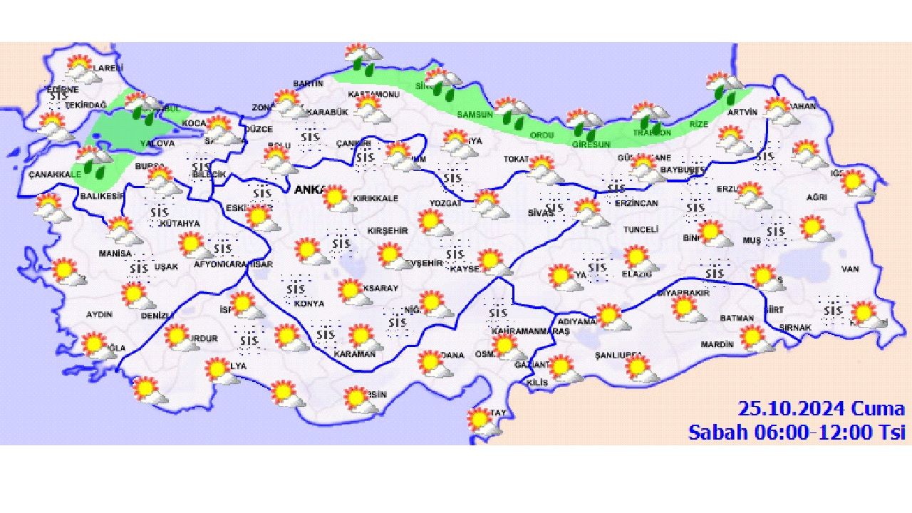 25 Ekim 2024 Türkiye geneli hava durumu raporu geldi! İşte yağış beklenen o iller... 3