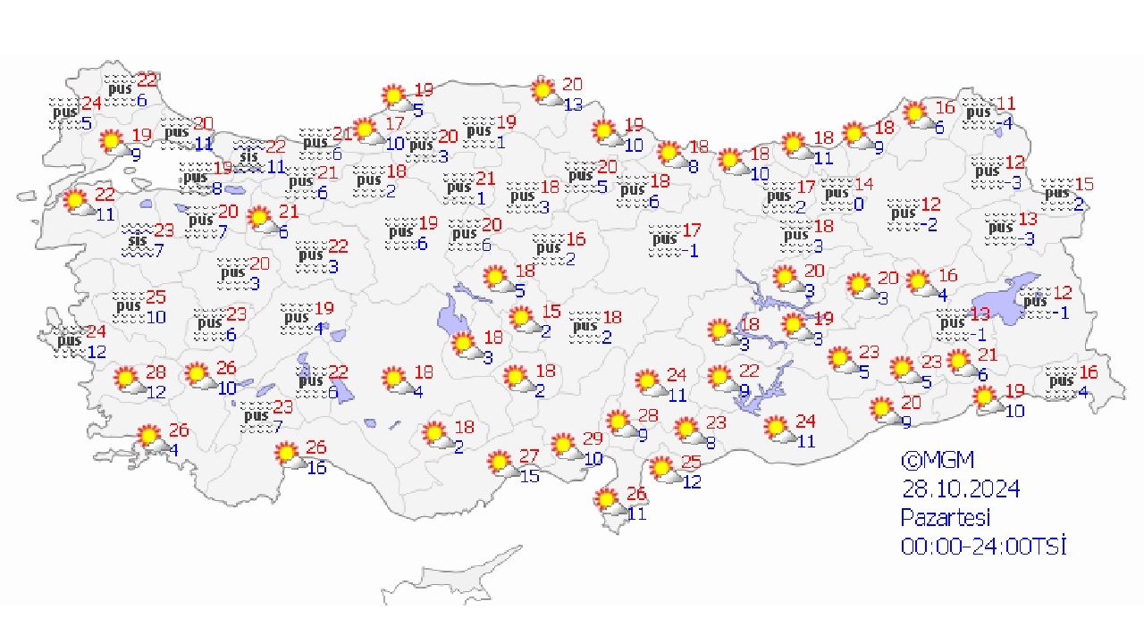 Meteoroloji 28 Ekim 2024 Pazartesi Türkiye geneli hava durumu! İşte il il beklenen sıcaklıklar... 2
