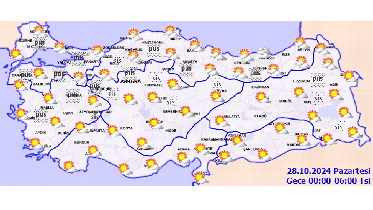 Meteoroloji 28 Ekim 2024 Pazartesi Türkiye geneli hava durumu! İşte il il beklenen sıcaklıklar... 1