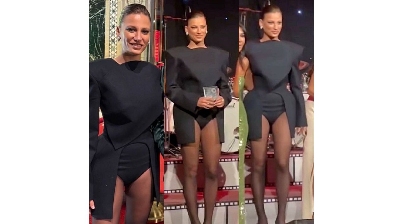 Ünlü oyuncunun ödül töreni tarzı olay oldu! Serenay Sarıkaya'ya sosyal medyadan mesaj yağdı... 1