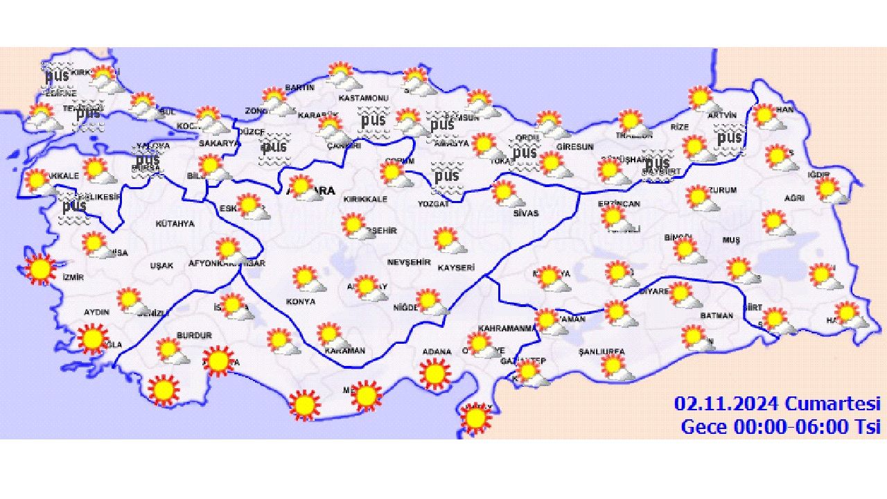 2 Kasım 2024 Türkiye geneli hava durumu raporu yayınlandı! İşte il il hava durumu... 2