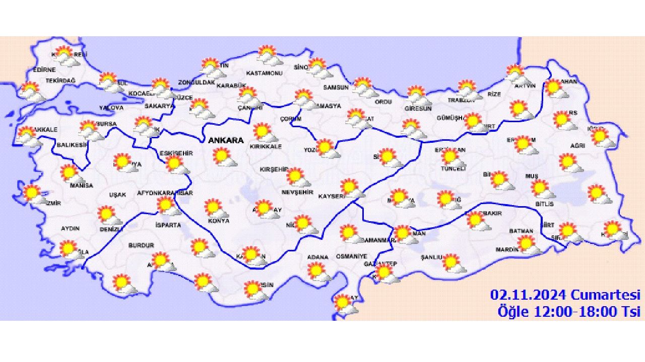 2 Kasım 2024 Türkiye geneli hava durumu raporu yayınlandı! İşte il il hava durumu... 3