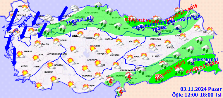 Sıcaklıklar düşüyor, sağanak yağış karla beraber geliyor! İşte 3 Kasım Pazar hava durumu raporu... 5