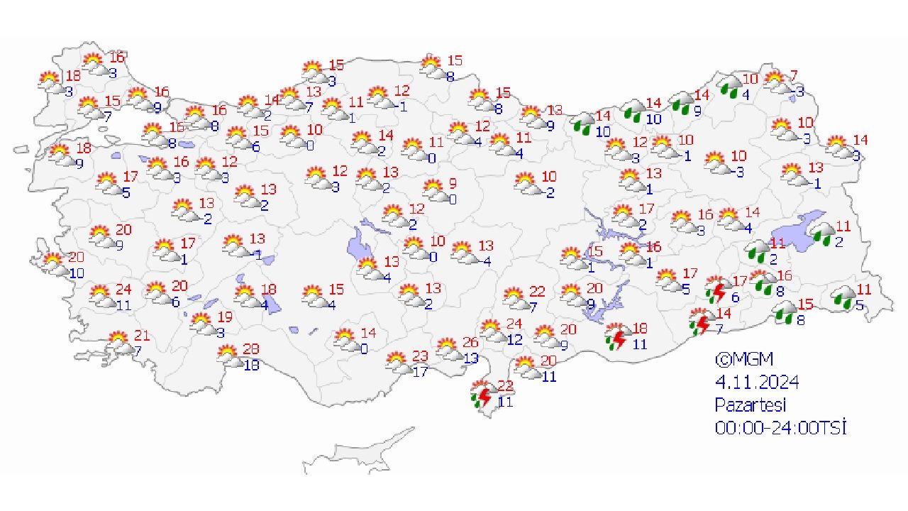4 Kasım 2024 Türkiye geneli hava durumu! İşte yağış beklenen o iller... 1