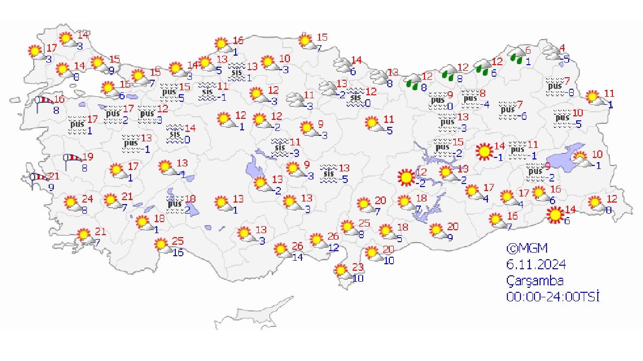 6 Kasım 2024 Türkiye geneli hava durumu aporu geldi! Başta Ankara, İstanbul, İzmir olmak üzere il il beklenen sıcaklıklar... 1