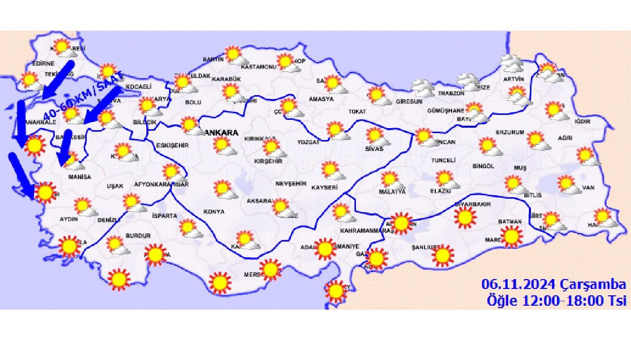 6 Kasım 2024 Türkiye geneli hava durumu aporu geldi! Başta Ankara, İstanbul, İzmir olmak üzere il il beklenen sıcaklıklar... 4