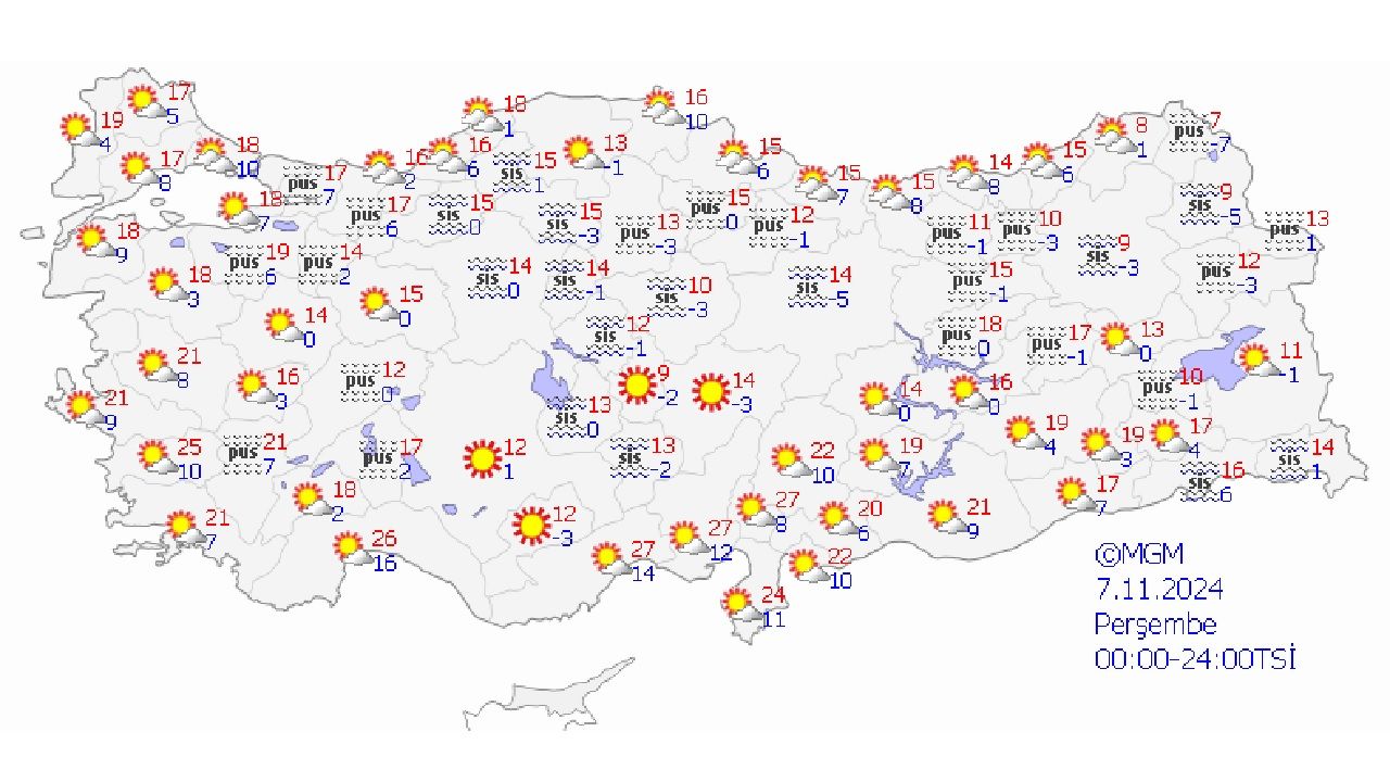 7 Kasım 2024 Türkiye geneli hava durumu raporu yayınlandı! İşte il il beklenen hava sıcaklıkları... 1