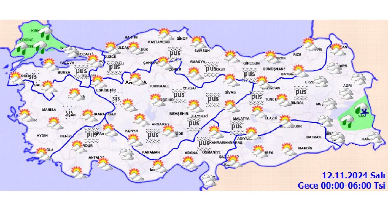 12 Kasım 2024 Türkiye geneli hava durumu raporu geldi! Kar, yağmur, sis ve pusa karşı tedbirinizi alın... 2