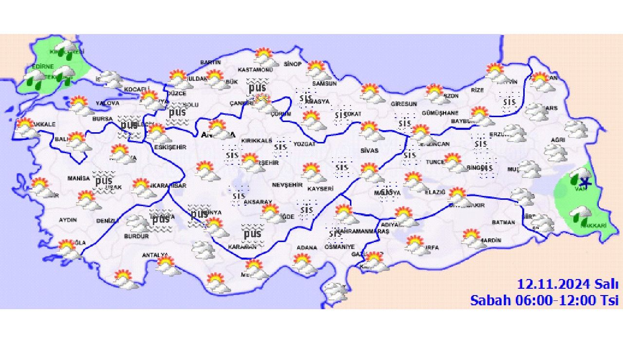 12 Kasım 2024 Türkiye geneli hava durumu raporu geldi! Kar, yağmur, sis ve pusa karşı tedbirinizi alın... 3