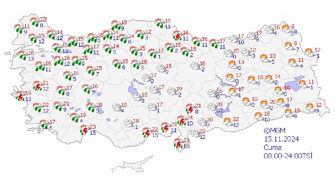 15 Kasım 2024 Türkiye geneli hava durumu raporu yayınlandı! İşte il il beklenen sıcaklıklar... 1