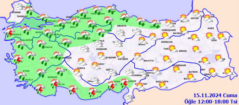 Meteoroloji'den 5 bölgeye sağanak uyarısı! 4 kentte şiddetli olacak... İşte 15 Kasım Cuma hava durumu... 5