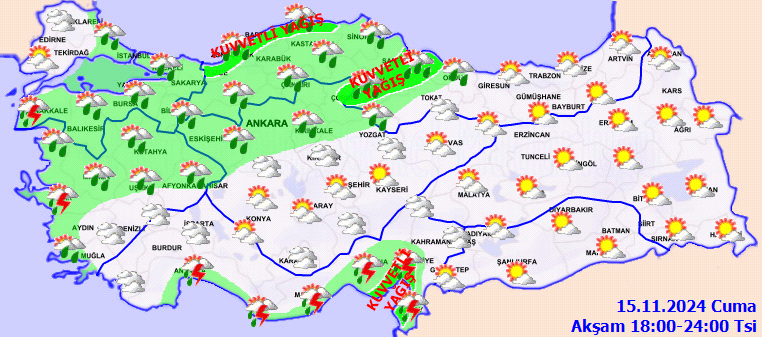 Meteoroloji'den 5 bölgeye sağanak uyarısı! 4 kentte şiddetli olacak... İşte 15 Kasım Cuma hava durumu... 6