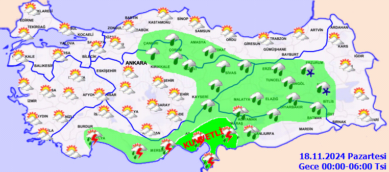 Sağanak yağış ve kar geliyor! 17 Kasım Pazar hava durumu raporu! Meteoroloji saatlik hava durumunu yayınladı... 7