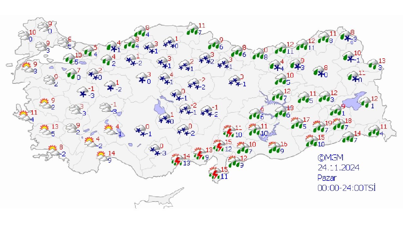 24 Kasım 2024 Pazar yurt genelinde kuvvetli yağış ve kar yağışı bekleniyor! İşte İstanbul, Ankara, İzmir ve Antalya'da beklenen sıcaklıklar... 2