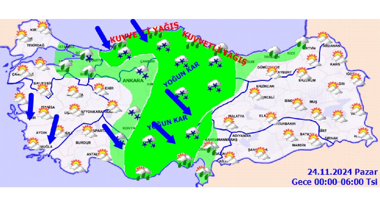 24 Kasım 2024 Pazar yurt genelinde kuvvetli yağış ve kar yağışı bekleniyor! İşte İstanbul, Ankara, İzmir ve Antalya'da beklenen sıcaklıklar... 1