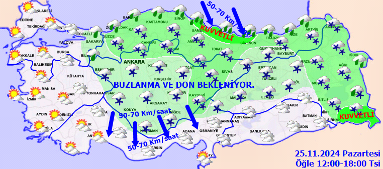 13 il için sarı, 11 il için turuncu alarm! Kuvvetli sağanak ve yoğun kar geliyor... İşte 25 Kasım Pazartesi hava durumu... 6