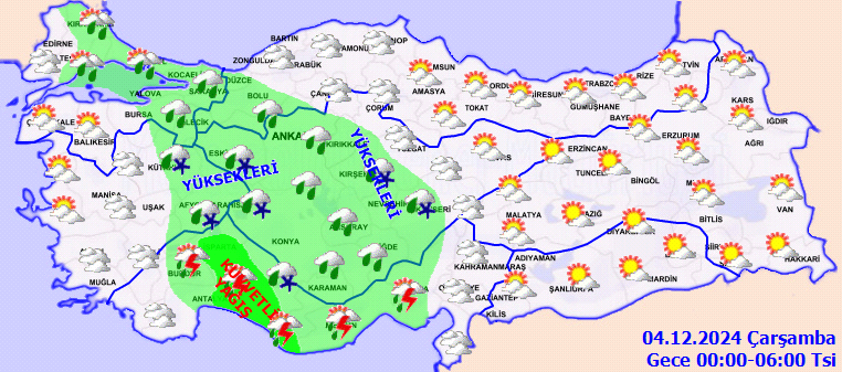 Meteoroloji'den kuvvetli sağanak uyarısı! Ani sel ve su baskınlarına dikkat... İşte 3 Aralık Salı hava durumu raporu... 7