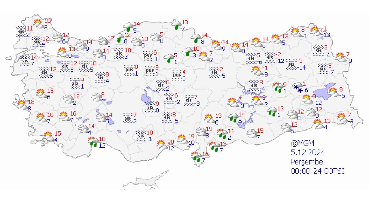 Meteoroloji 5 Aralık 2024 Perşembe hava durumu tahminlerini açıkladı! İşte Ankara, İstanbul, Antalya ve İzmir'de beklenen sıcaklıklar... 1